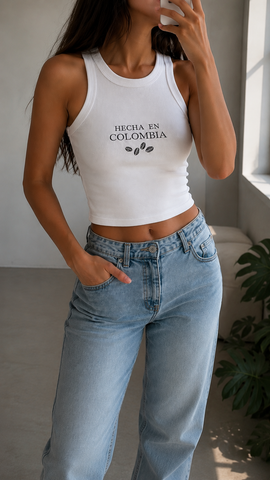 Top Hecha En Colombia Blanco
